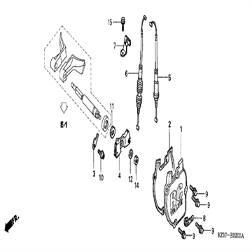 Cable comp. Fr. ex. Valve , Honda, 14340-KZ3-L20